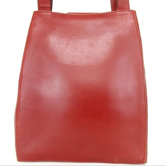 AUTH Authentic Salvatore Ferragamo Leather Handbag Shoulder Bag Tote Red - Picture 5 of 16